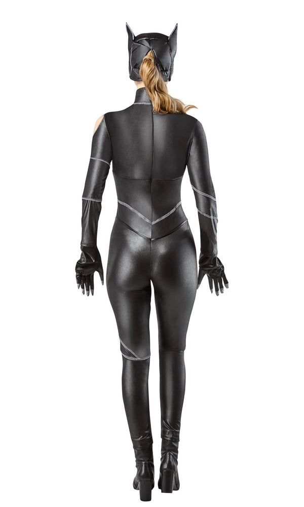 Back of black Cat Woman costume with mask