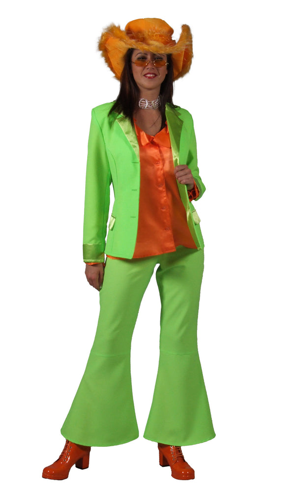 Lime green woman's 70s suit