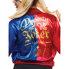 Back of Red and blue Harley Quinn jacket