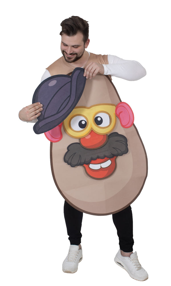 A man wearing a Mr. Potato Head costume