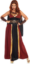 Women's medieval style warrior dress with cape and wristcuffs