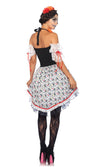 Back of Day of the Dead short dress with headband