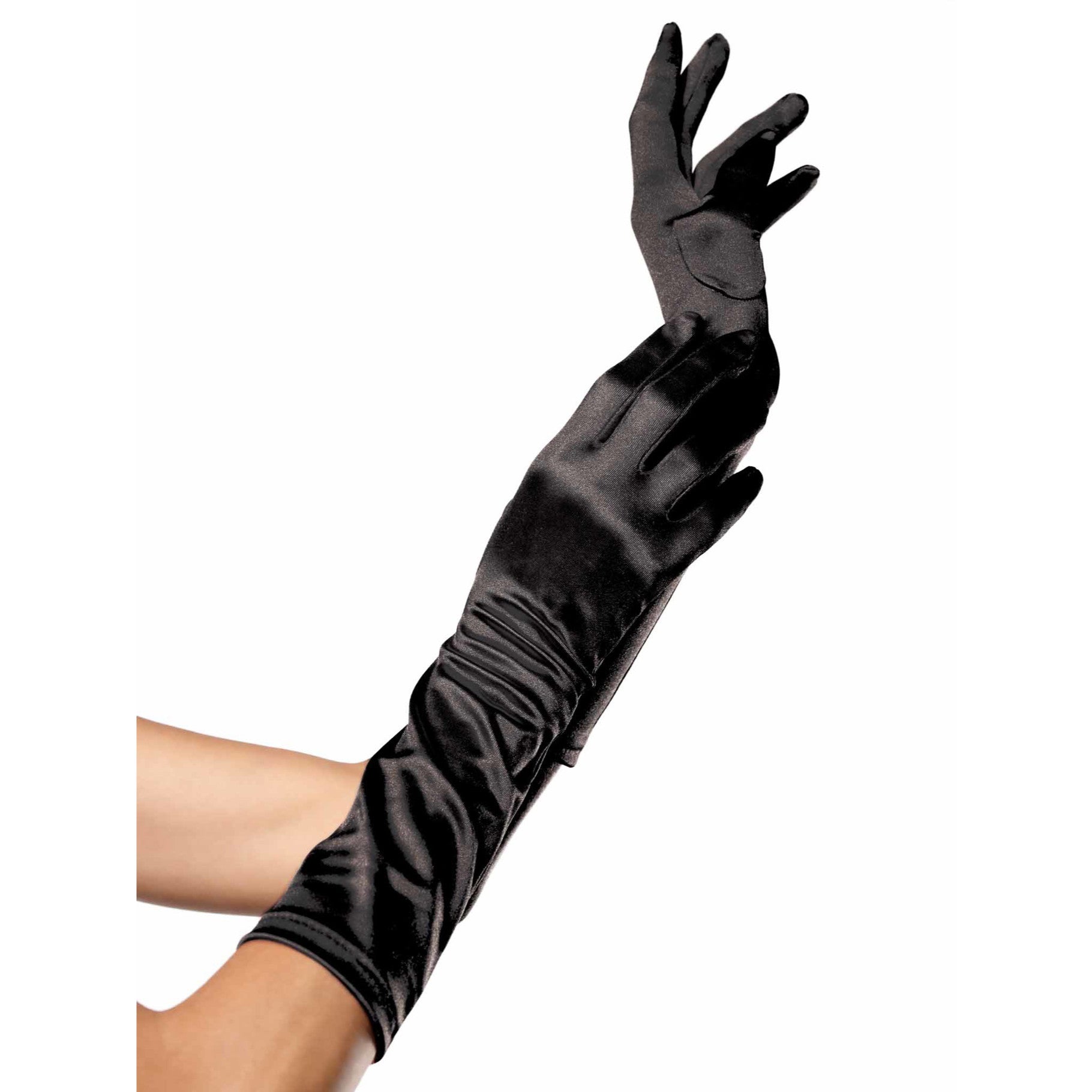 Buy Black Elbow Length Satin Gloves