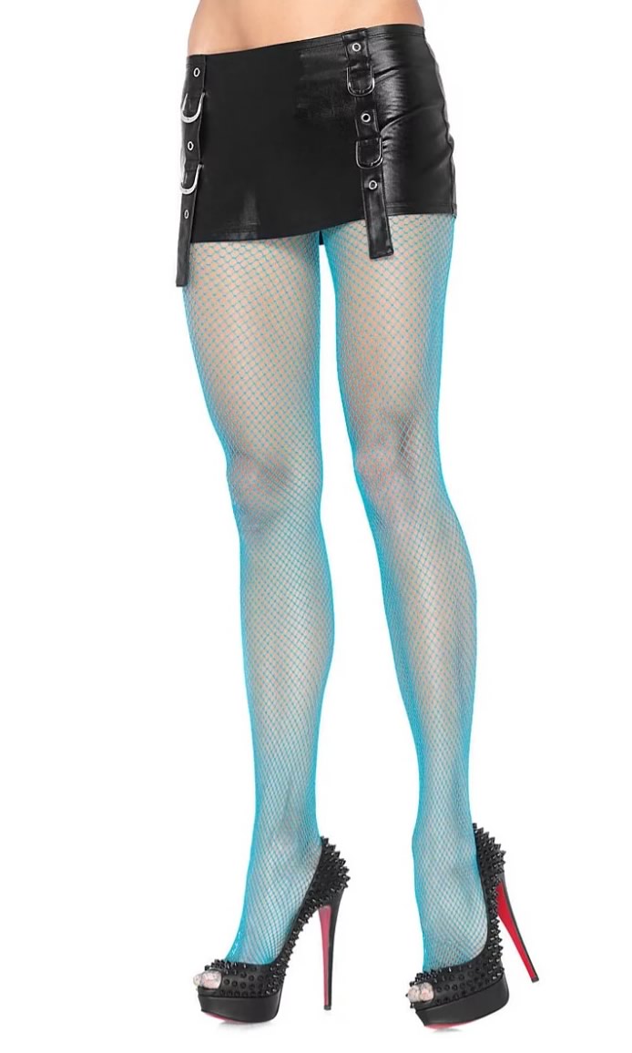 Spandex fishnet blue pantyhose