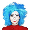 Person wearing a blue Thing wig and red top