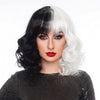 Half Black Half White Curls Wig
