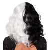 Half Black Half White Curls Wig