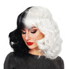 Half Black Half White Curls Wig