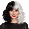 Half Black Half White Curls Wig