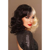 Side of black and white Cruella De Vil style wig