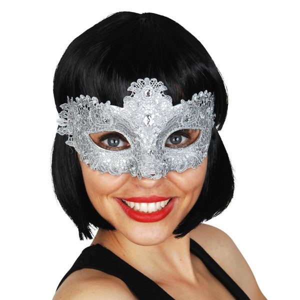 Buy Crystal Lace Silver Eye Mask