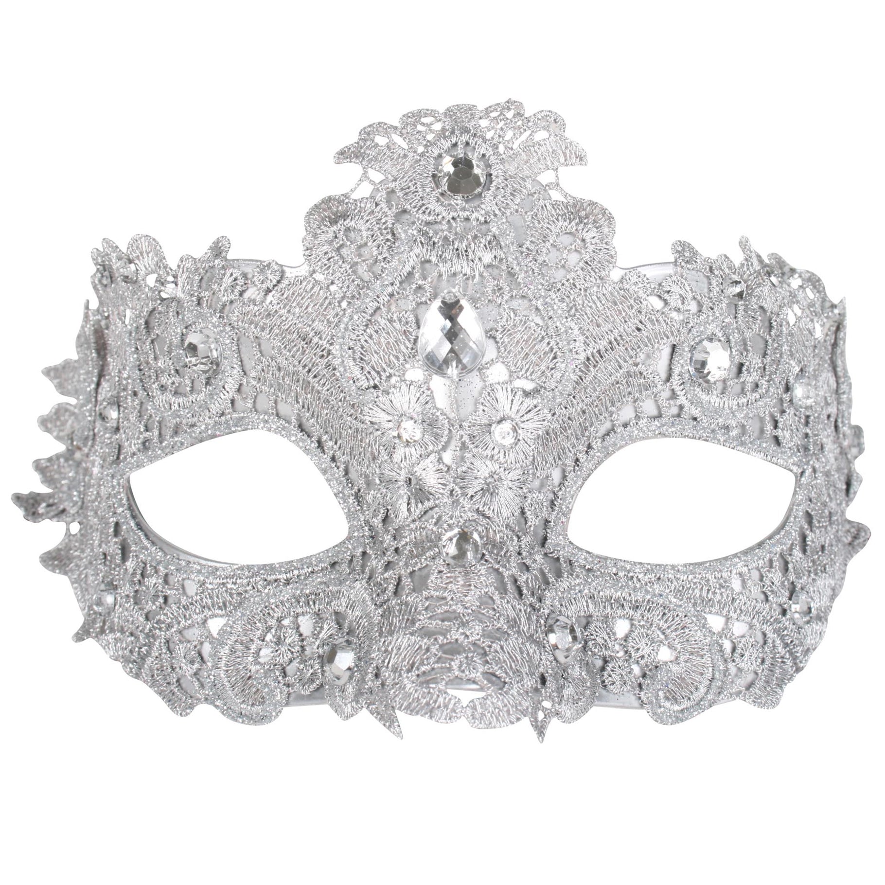 Silver lace eye mask with crystals