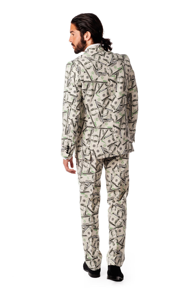 Back of men's cash suit with tie