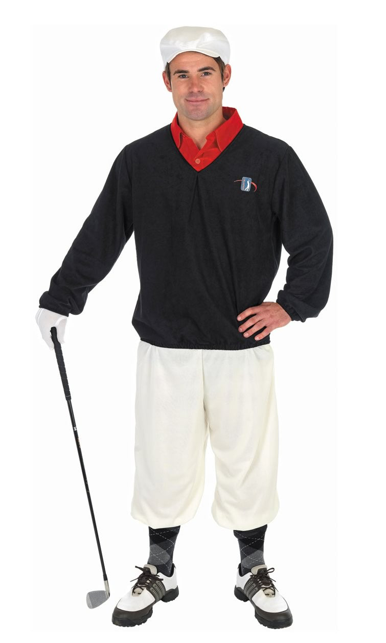 Golfer jersey with attached collar, gloves, hat and 3/4 pants
