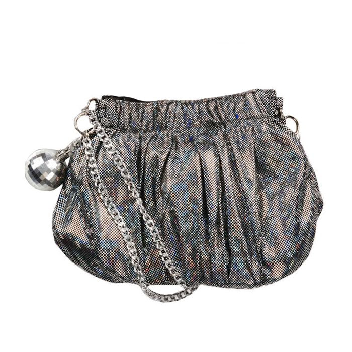 Silver disco handbag with disco ball