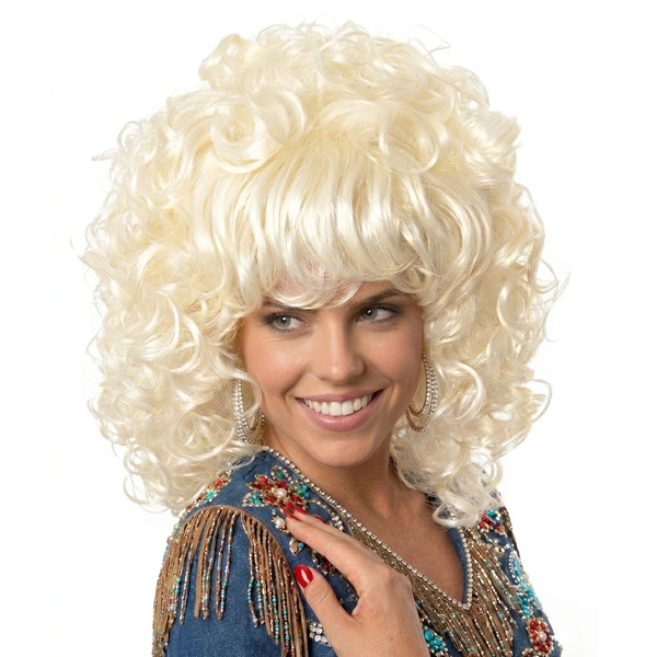 Long blonde Dolly Parton style wig