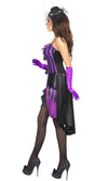 Side of purple and black burlesque dress with petticoat