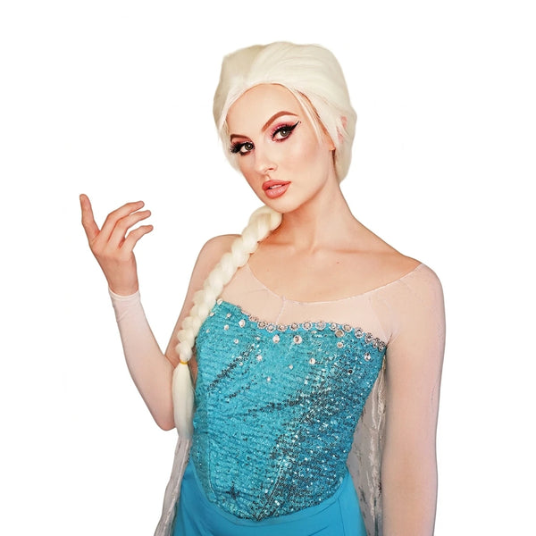 Long blonde Elsa from Frozen wig with plait