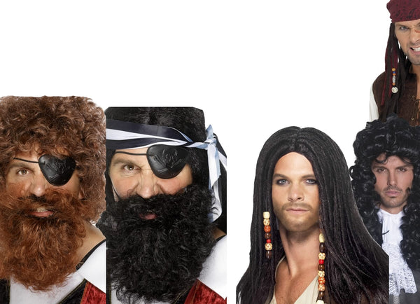 Men wearing pirate beards and wigs