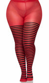 Buy Striped Tights Red and Black Plus Size
