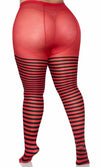 Buy Striped Tights Red and Black Plus Size