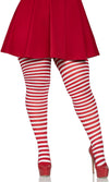 Buy Striped Tights Red and White Plus Size