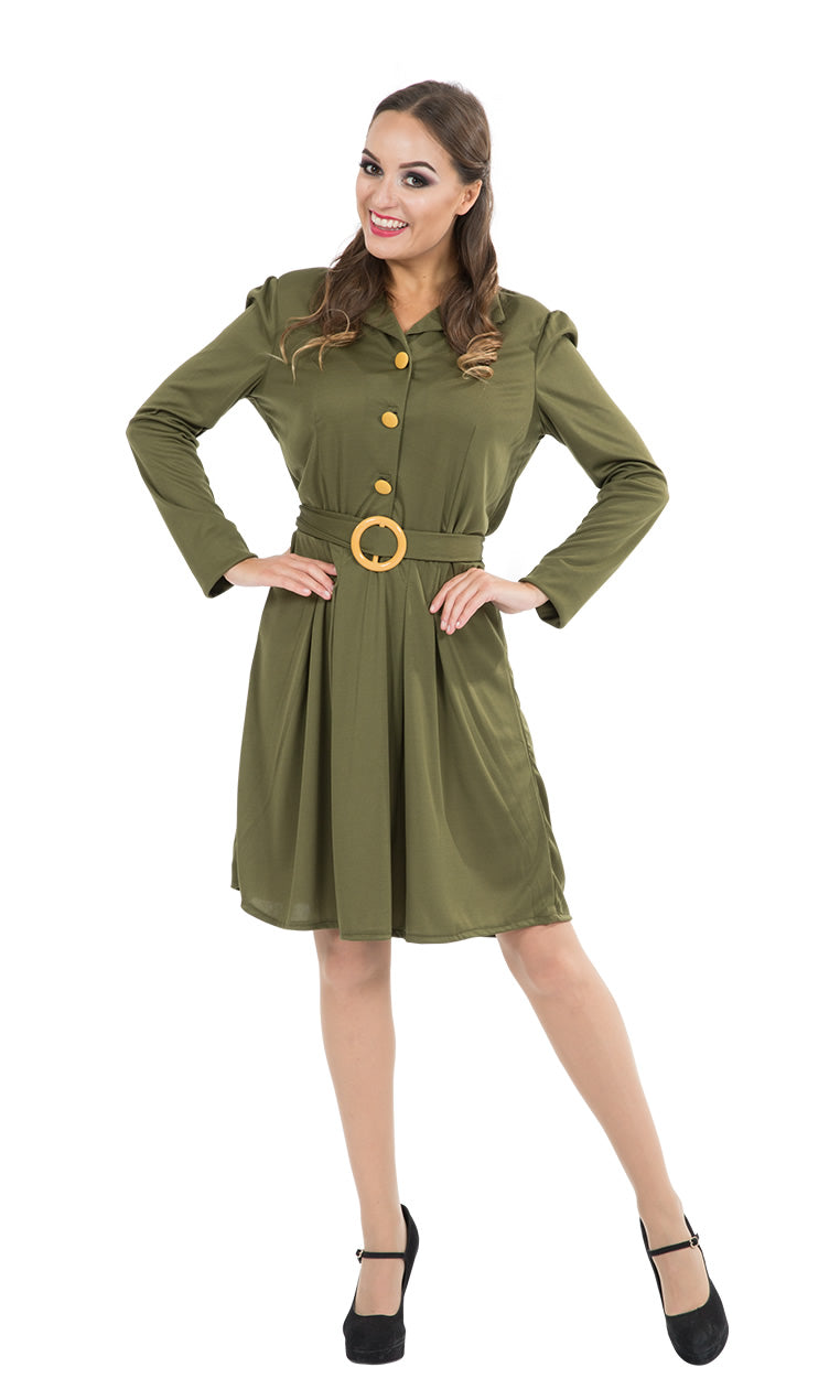 1940s green dress with belt