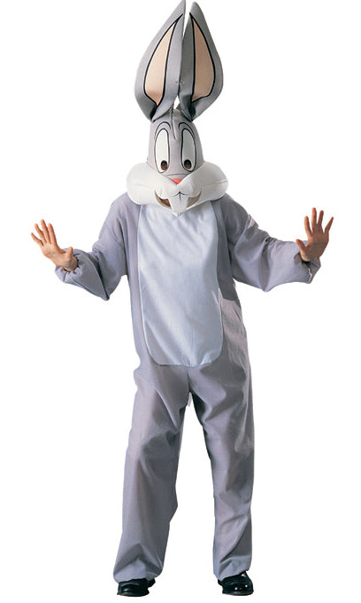 Grey Bugs Bunny costume with headpiece and jumpsuit