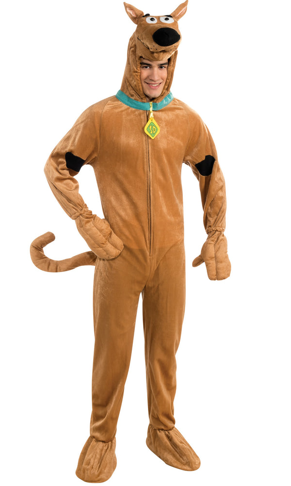 Brown Scooby Doo costume jumpsuit with headpiece