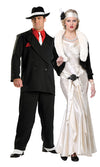 Long white and black 20s socialite flapper costume with gangster