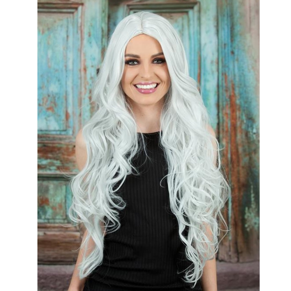 Buy Silver Grey Long Deluxe Wig