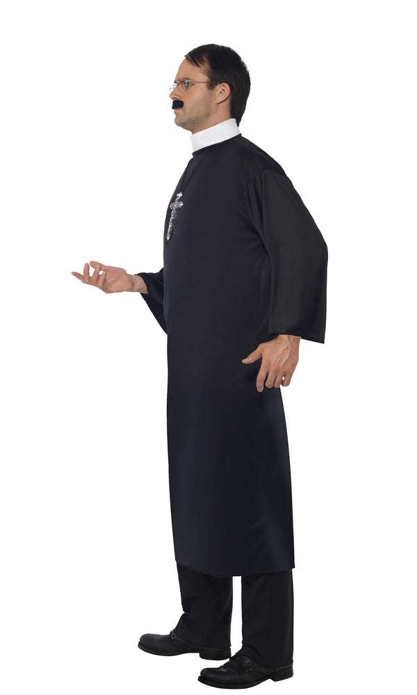 Side of long black and white men's priest tunic