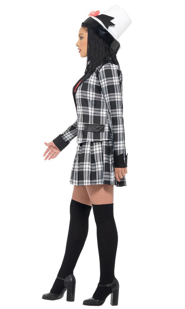 Side of Clueless Dee jacket, top, vest, skirt, hat and stockings