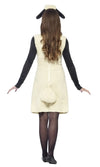 Back of Shaun the Sheep fur dress with black sleeves and headpiece