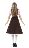 Back of pink and brown Oktoberfest tavern girl dress with apron