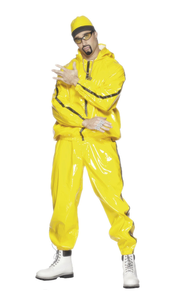 Ali G yellow rapper costume with hooded jacket and hat