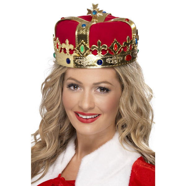Red and gold queen crown with faux jewels
