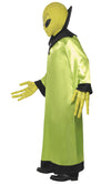 Side of long green and black alien robe with full mask and long alien hands