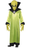 Long green and black alien robe with full mask and long alien hands