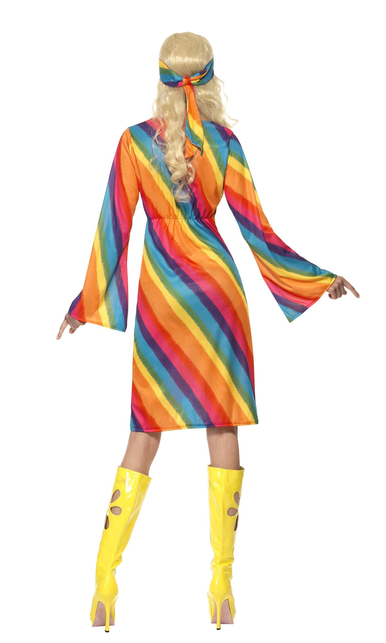Back of rainbow hippy dress with headband
