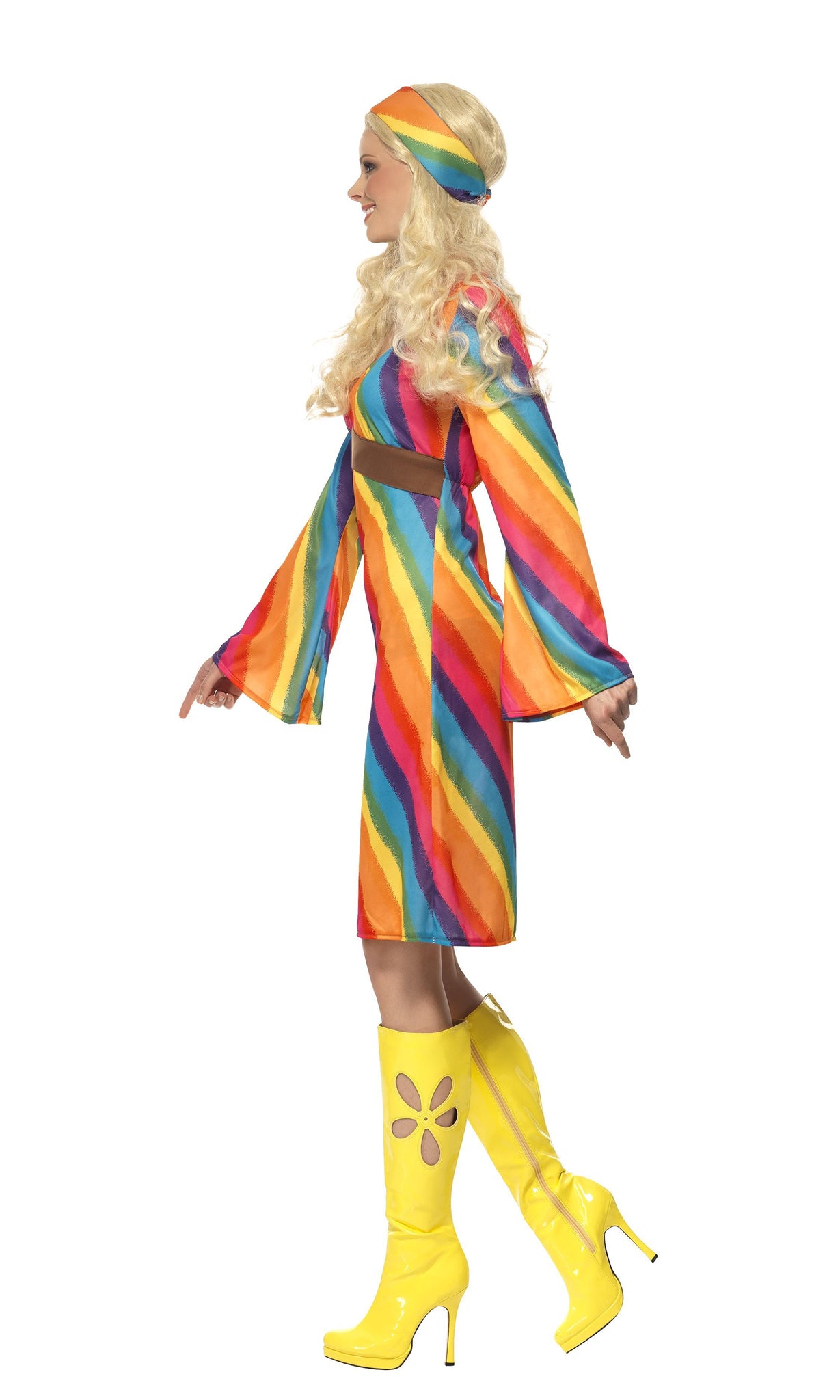 Side of rainbow hippy dress with headband