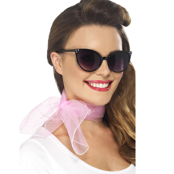 Chiffon style pink 50s neck scarf