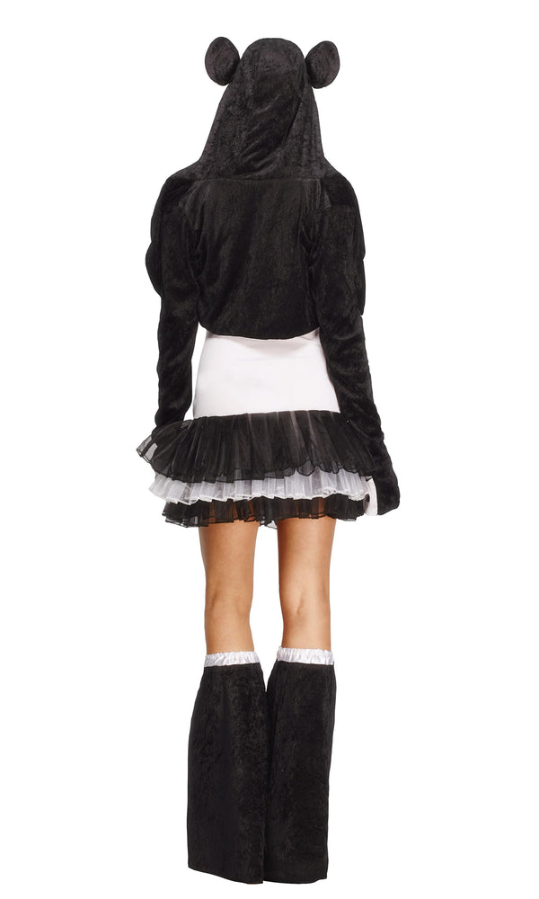 Back of tutu Panda dress with hooded jacket and boot covers