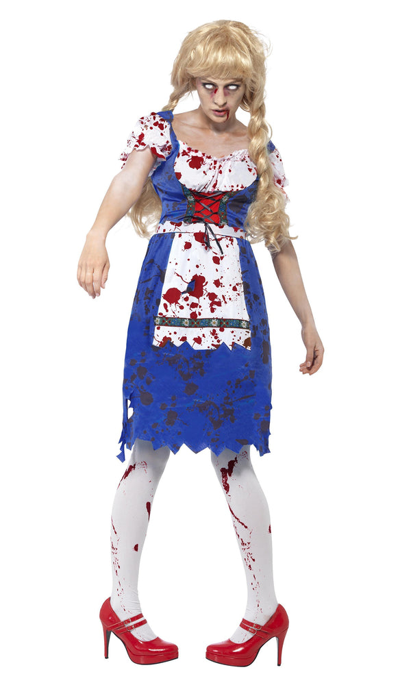 Oktoberfest zombie dress with apron and blood splatters