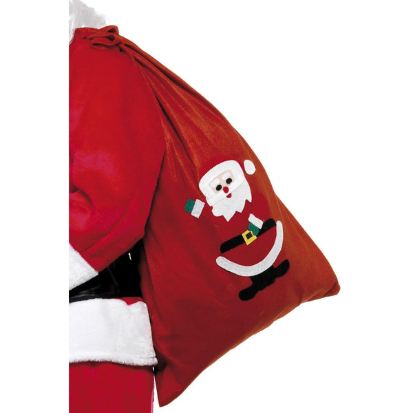 Red drawstring sack with Santa motif