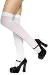 Opaque Thigh High Stockings, White side view