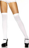 Opaque Thigh High Stockings, White
