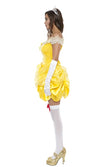 Side of short yellow princess beauty dress
