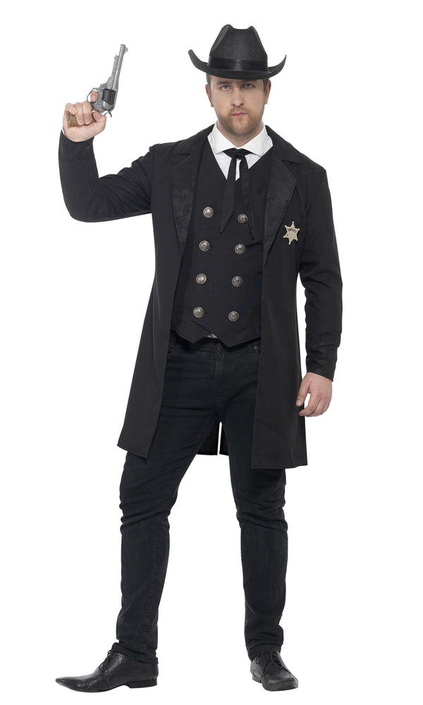 Western Sheriff costume jacket, waistcoat, neck tie and hat