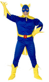 Bananaman blue and yellow costume with padded top, headpiece and wrist covers